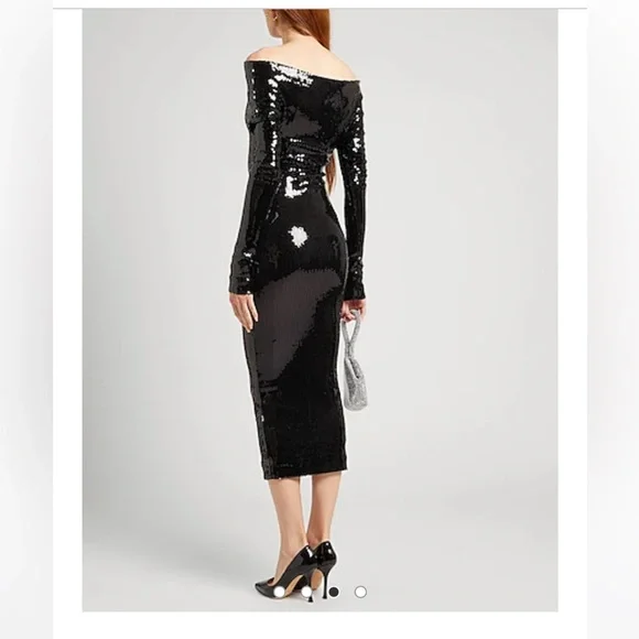 Elegant Black Sequin Off-Shoulder Dress Alexandre Vauthier - Picture 2 of 3